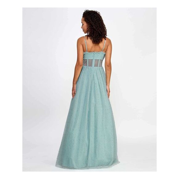 SAY YES TO THE Womens Green Soft Cup Lined Caged Gl Formal Dress Juniors 3\4 - Picture 2 of 4